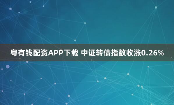 粤有钱配资APP下载 中证转债指数收涨0.26%